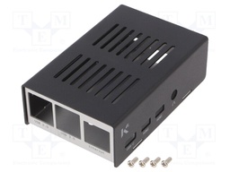 Enclosure: for computer; Raspberry Pi 4 B; aluminium; silver