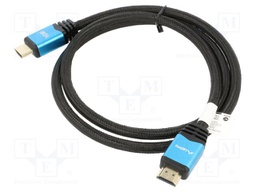Cable; HDMI 2.0; HDMI plug,both sides; textile; 1m; black; 28AWG