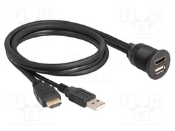Cable; HDMI socket,HDMI plug,USB A socket,USB A plug; Len: 1m