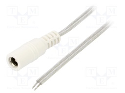 Cable; wires,DC 5,5/2,5 socket; straight; 0.5mm2; transparent; 5m