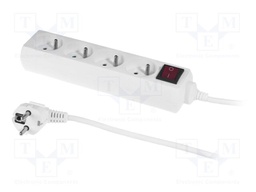 Mains; Schuko; Sockets: 4; CEE 7/5 (E) socket,CEE 7/7 (E/F) plug