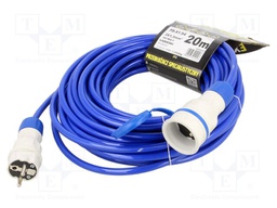 Extension lead; Sockets: 1; PUR; blue; 3x1,5mm2; 20m; 16A
