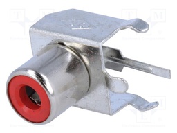 Socket; RCA; female; MINI; angled 90°; THT; Marker: red