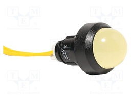 Indicator: LED; recessed; yellow; 230VAC; Ø20mm; IP20; cables; 330mm