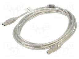 Cable; USB 2.0; USB A plug,USB B plug; gold-plated; 3m; Core: Cu