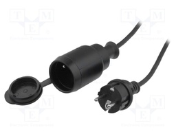 Extension lead; 3x1.5mm2; Sockets: 1; rubber; black; 10m; 10A