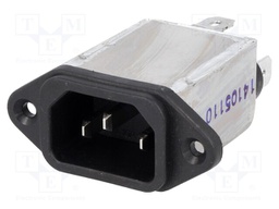 Connector: AC supply; socket; male; 10A; 250VAC; IEC 60320; 0.3mH