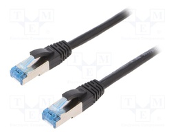 Patch cord; S/FTP; 6a; stranded; Cu; PUR; black; 0.5m; halogen free