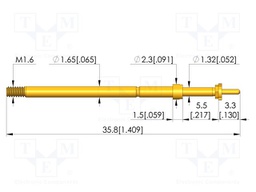 Test needle; Spring compression: 4mm; 5mm; 5A; CuBe; gold-plated