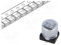 Capacitor: electrolytic; SMD; 47uF; 10VDC; ±20%; -55÷105°C; 2000h