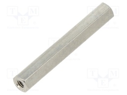 Screwed spacer sleeve; Int.thread: M2,5; 35mm; hexagonal; brass
