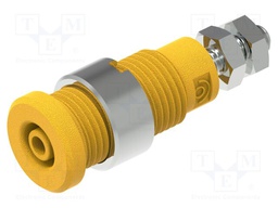 Connector: 2mm banana; socket; yellow; M3 screw; insulated