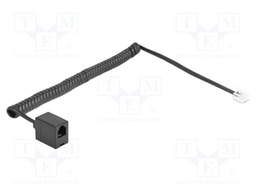 Cable: telephone; coiled; RJ11 socket,RJ11 plug; black; 32AWG