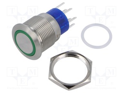 Switch: vandal resistant; Pos: 2; DPST; 3A/250VAC; OFF-(ON); green