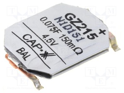 Capacitor: electrolytic; supercapacitor; SMD; 0.075F; 4.5VDC; ±20%