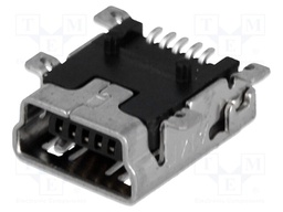Socket; USB B mini; on PCBs; SMT; PIN: 5; horizontal