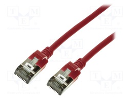 Patch cord; U/FTP; 6a; stranded; Cu; TPE; red; Len: 3m; 32AWG