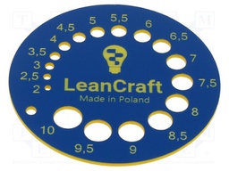 Size gauge; drill bits,screws; blue