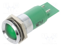 Indicator: LED; prominent; green; 24VDC; 24VAC; Ø6mm; ØLED: 3mm; 6mcd