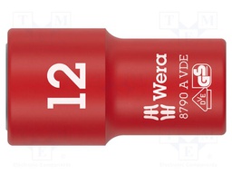 Socket; 6-angles,insulated,socket spanner; HEX 12mm; 1/4"; 1kVAC