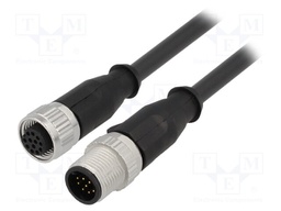Cable: for sensors/automation; PIN: 12; M12-M12; 10m; plug; plug