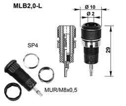 Socket; 2mm banana; Overall len: 29mm; white; Mounting: soldered