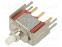 Switch: push-button; Pos: 2; SPDT; 1A/120VAC; 1A/28VDC; ON-(ON)