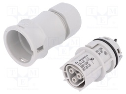 Plug; Connector: circular; female; PIN: 3; silver plated; 20A; 250V