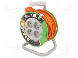 Extension lead; reel; Sockets: 4; PVC; orange; 3x1,5mm2; 10m; 16A