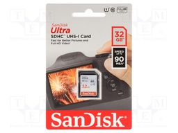 Memory card; Ultra; SD HC; 32GB; 90MB/s; Class 10 UHS U1