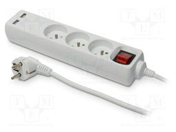 Mains; Schuko; Sockets: 5; CEE 7/5 (E) socket,CEE 7/7 (E/F) plug