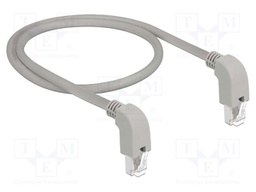 Patch cord; S/FTP; Cat: 6a; RJ45 down angled plug,both sides; Cu