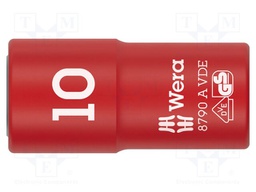 Socket; 6-angles,insulated,socket spanner; HEX 10mm; 1/4"; 1kVAC