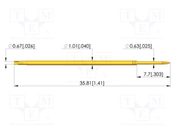 Test needle; Spring compression: 4.3mm; 6.35mm; 3A; steel; dagger