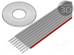 Wire: ribbon; 1.27mm; stranded; Cu; 8x28AWG; PVC; grey; 30,5m