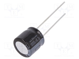 Capacitor: electrolytic; THT; 1000uF; 6.3VDC; Ø10x9mm; Pitch: 5mm