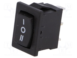 ROCKER; SP3T; Pos: 3; (ON)-OFF-(ON); 3A/250VAC; black; none; 35mΩ