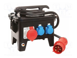 Electric switchboard; 5G6mm2; Sockets: 6; rubber; black; 2m; 32A