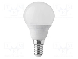 LED lamp; white warm; E14; 220÷240VAC; 320lm; P: 4W; 180°; 2700K