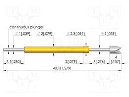 Test needle; Spring compression: 5.6mm; 7mm; 5A; steel; Ø: 2.5mm