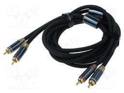 Cable; RCA plug x2,both sides; 3m; Plating: gold-plated; black