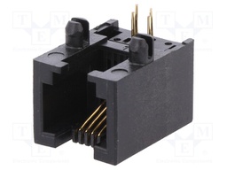 Socket; RJ11; PIN: 4; Cat: 5; Layout: 6p4c; THT; angled