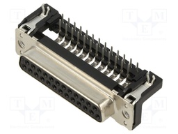 D-Sub; PIN: 25; socket; female; PCB snap-in; angled 90°; THT; M3