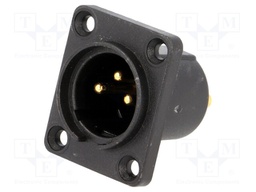 Socket; XLR; male; PIN: 3; sealed; flange (4 holes),screw; 5A
