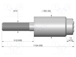 Test needle; Spring compression: 7mm; 11mm; 400A; brass; Ø: 25.9mm