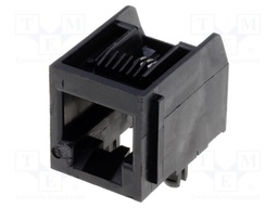 Socket; RJ12; PIN: 6; Cat: 3; PCB snap-in; nickel plated; THT; 16mm