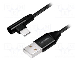 Cable; USB 2.0; USB A plug,USB C angled plug; 0.3m; black
