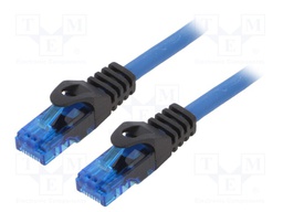 Patch cord; U/UTP; 6a; solid; Cu; blue; 5m; RJ45 plug,both sides