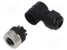 Connector: M12; plug; female; angled; PIN: 4; 0.75mm2; 125V; 4A; 4÷8mm