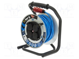 Extension lead; reel; Sockets: 4; PUR; blue; 3x1,5mm2; 20m; 16A